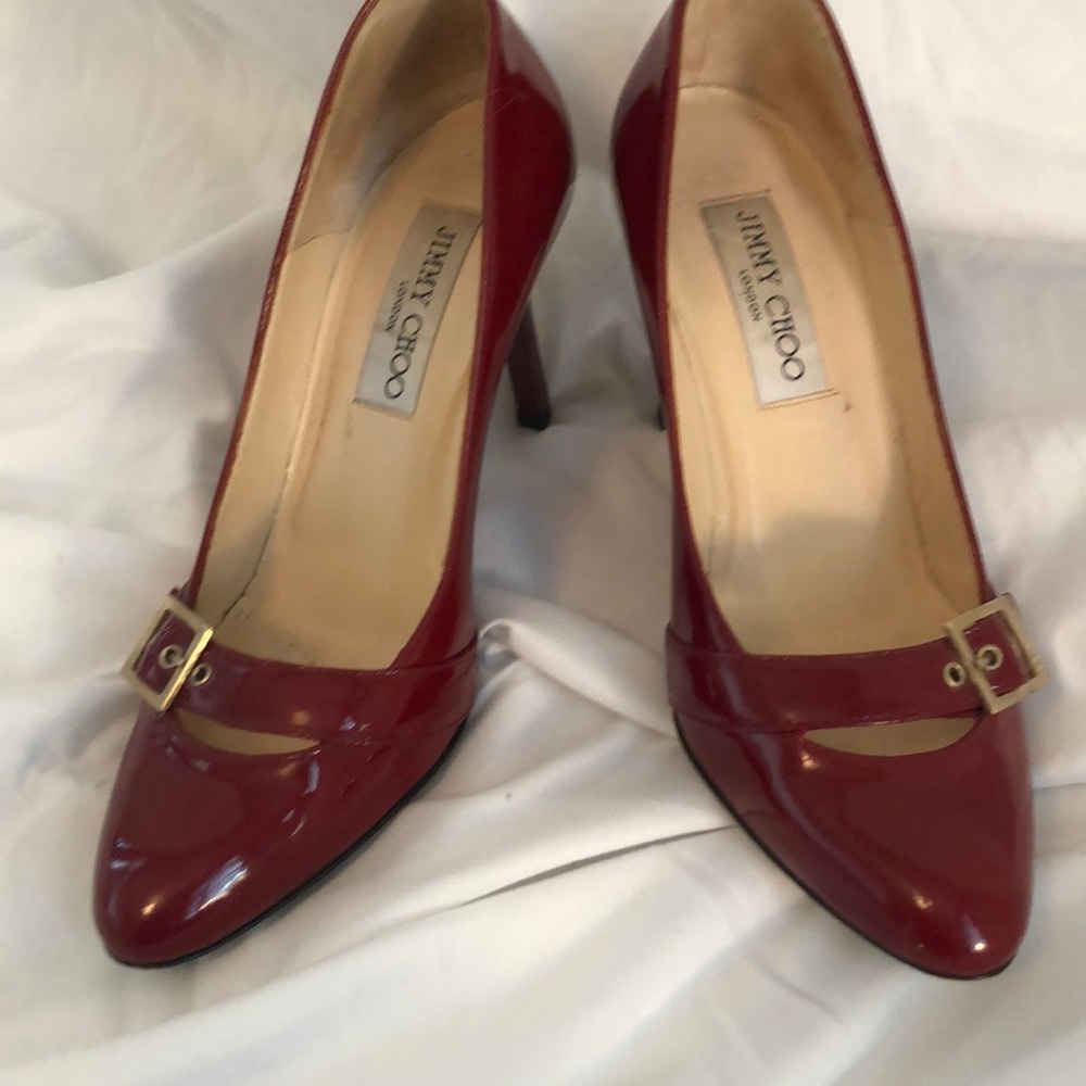 Jimmy Choo red stilettos sz 5 with box and bag